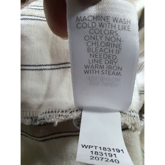 J. Jill Linen Blend Striped Lightweight Pants Medium Tie Waist Beige Boho Casual - Picture 10 of 16